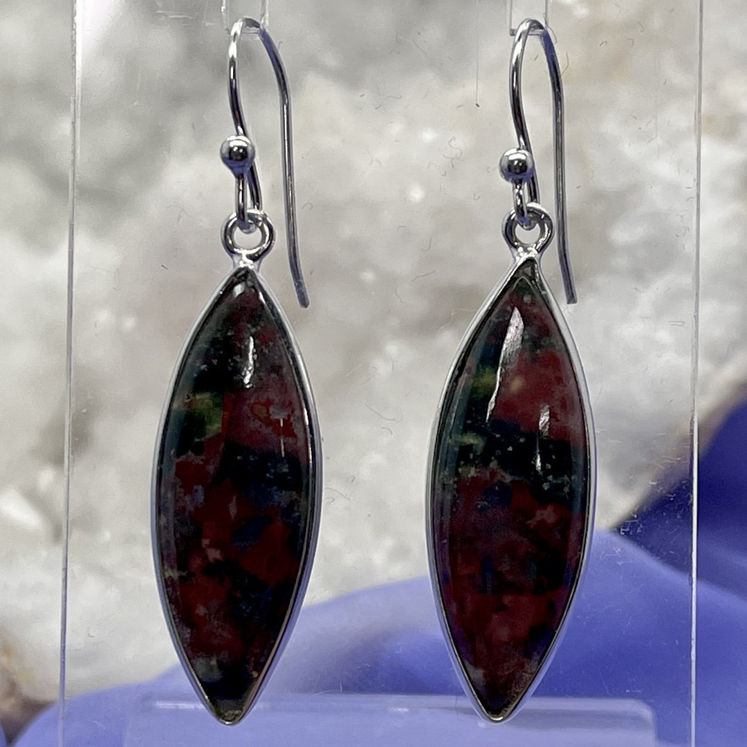 Earrings Bloodstone Drop 4.2 cm