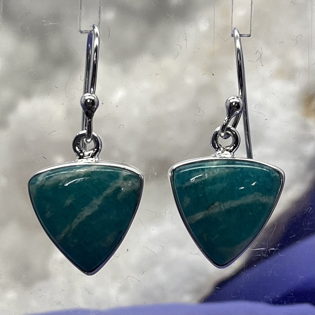 Earrings Amazonite Triangular 2.8 cm