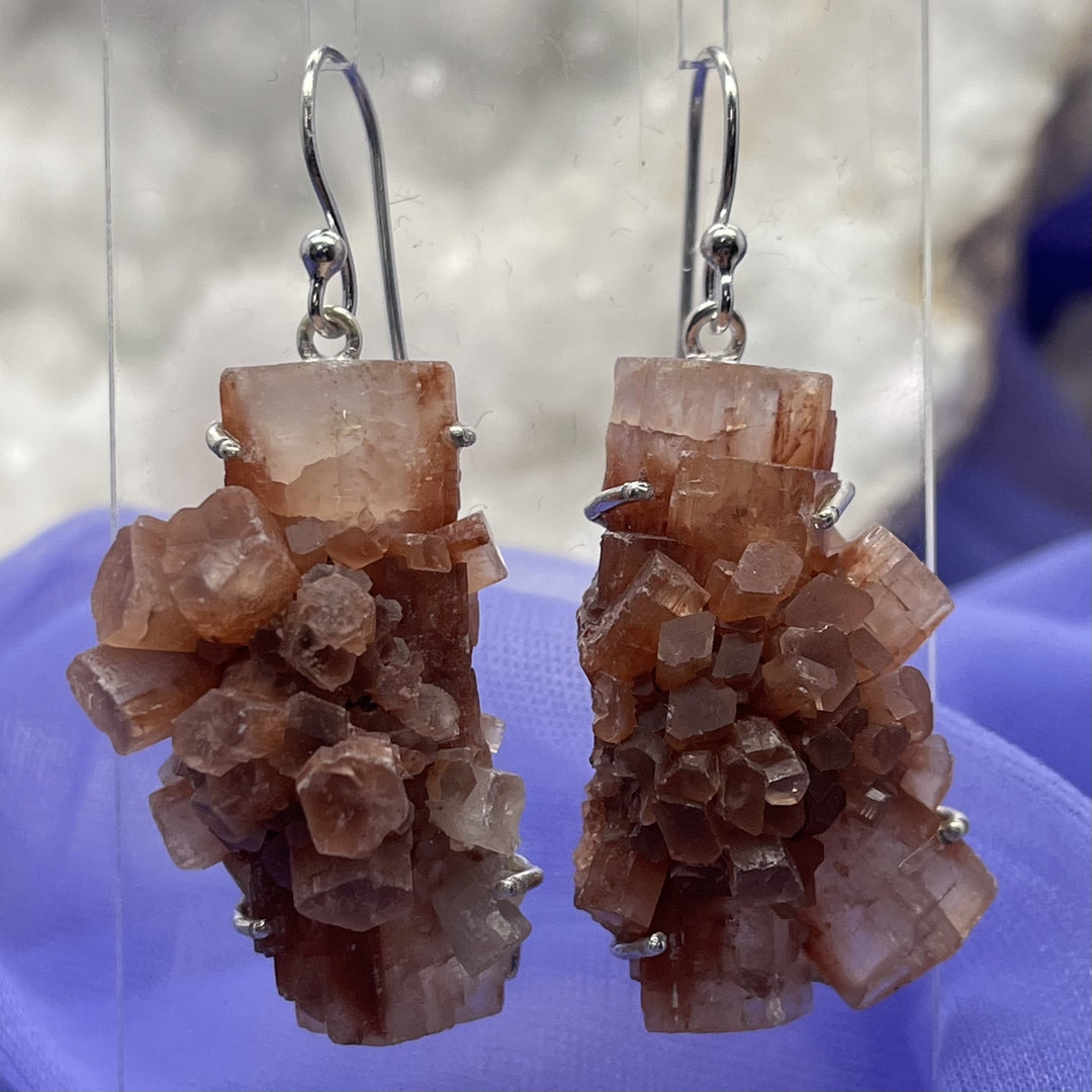 Earrings Aragonite Sputnik Raw 4.5 cm