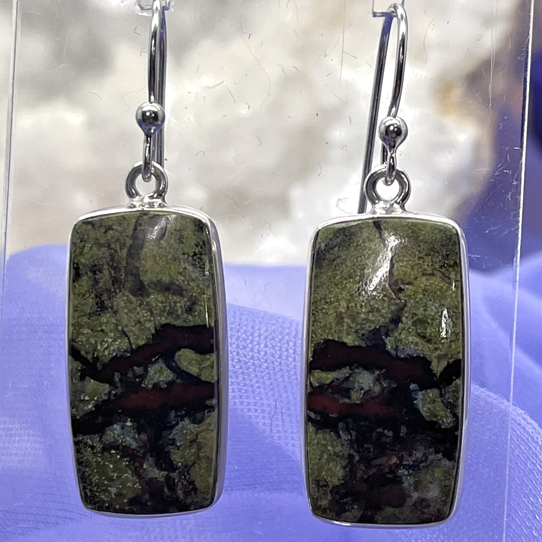 Earrings Dragon Stone Rectangular 3.9 cm