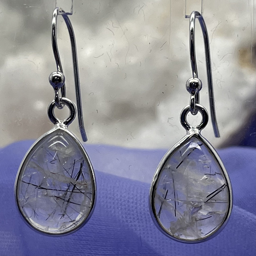 Earrings Tourmaline in Quartz Teardrop 3.0 cm