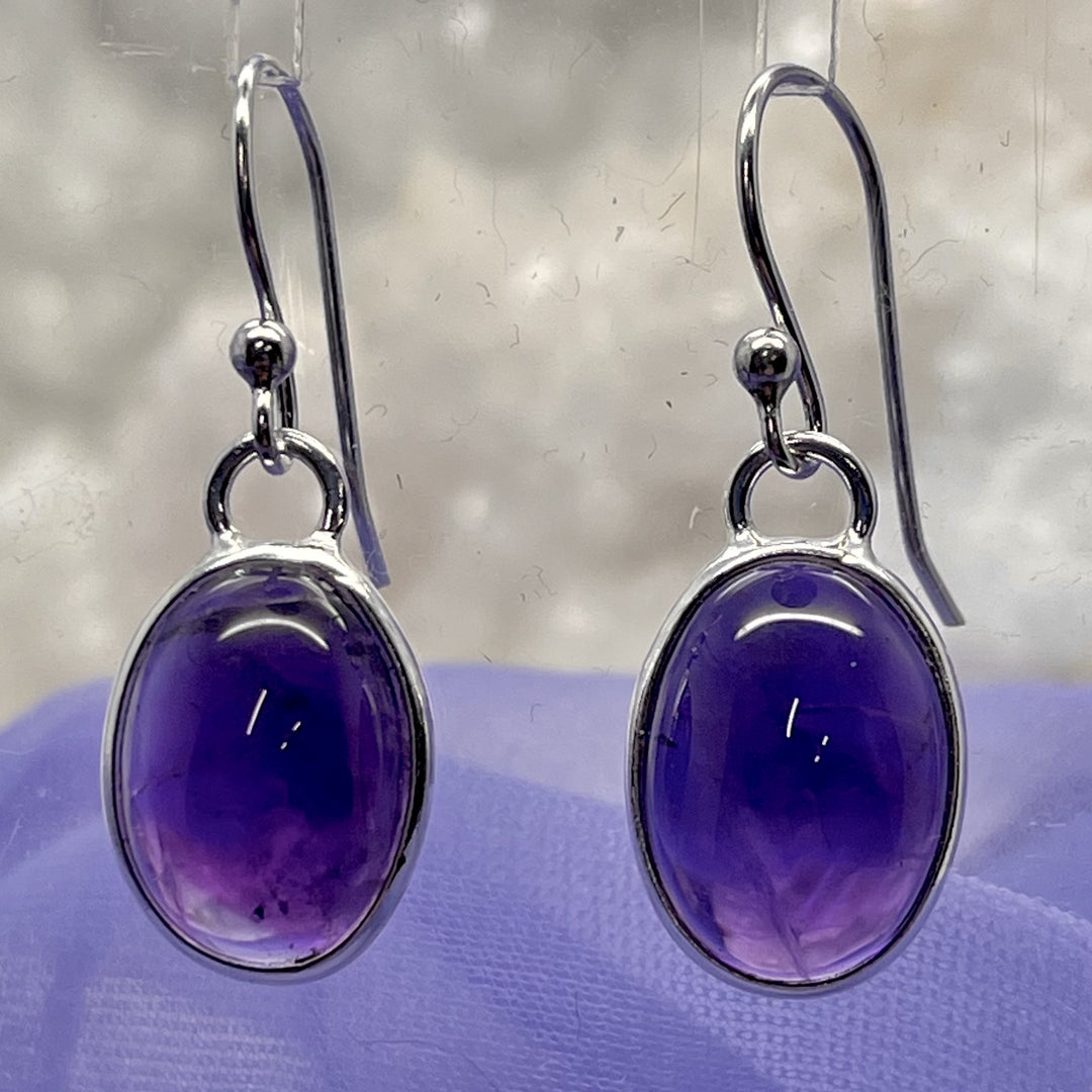 Earrings Amethyst Oval 3.1 cm