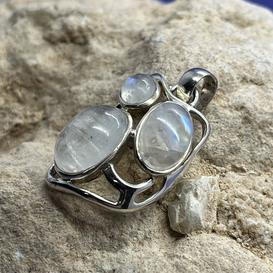 Pendant Rainbow Moonstone Triple Gens 3.7 cm | Carpe Diem With Remi