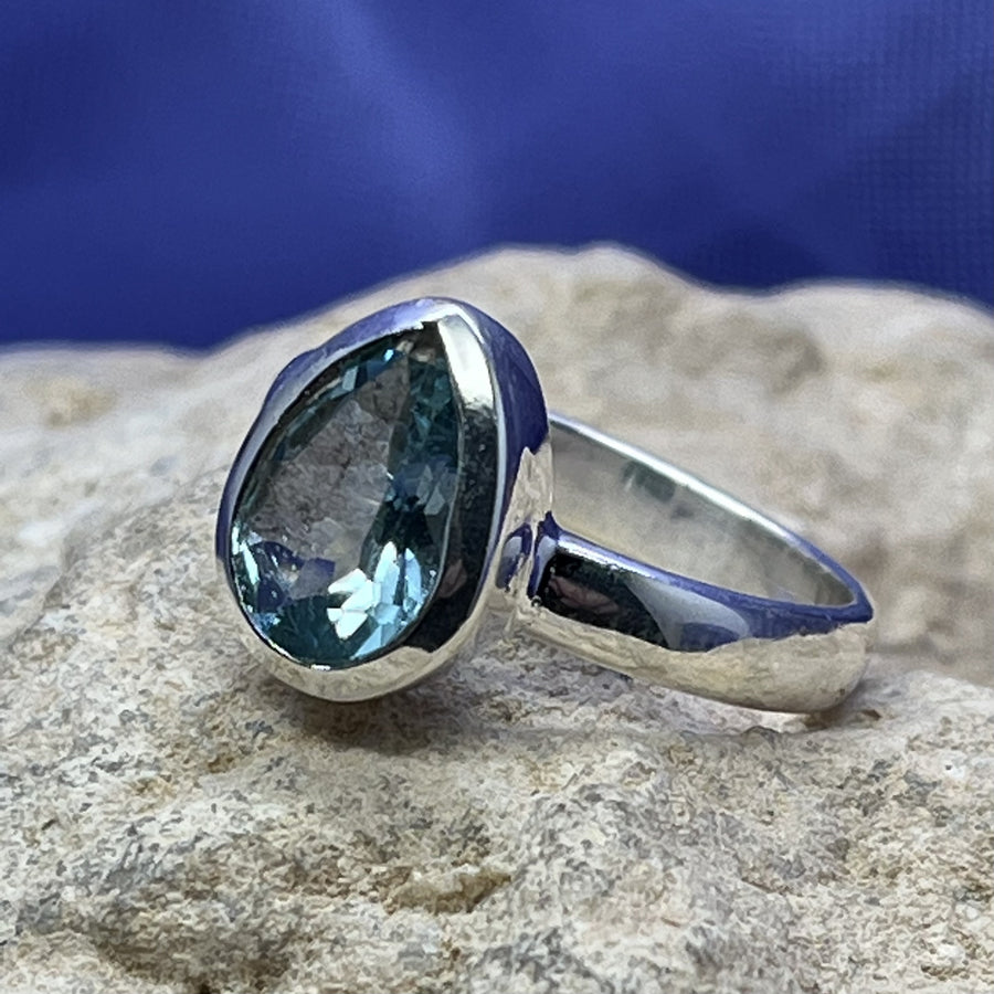 Ring Blue Topaz Faceted Teardrop | Carpe Diem With Remi