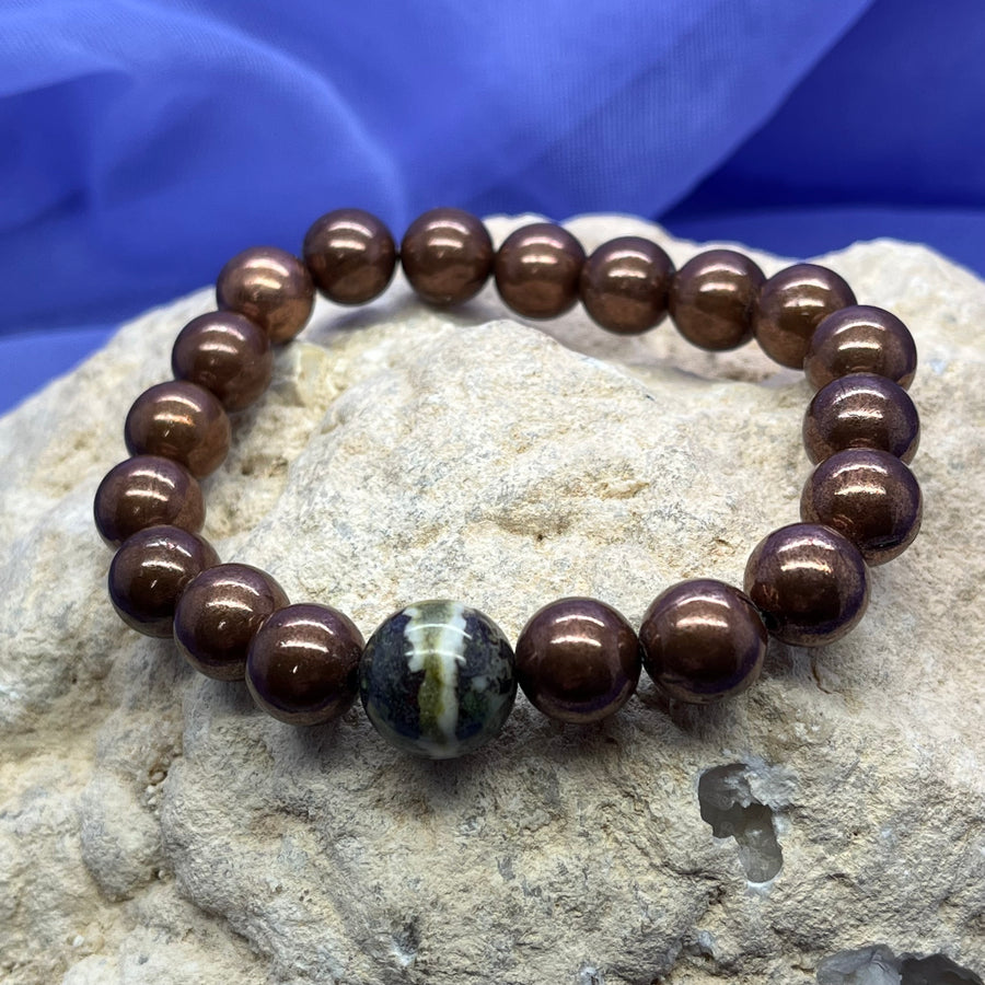 Bracelet Copper with One Crystal Dragon Bloodstone | Carpe Diem With Remi