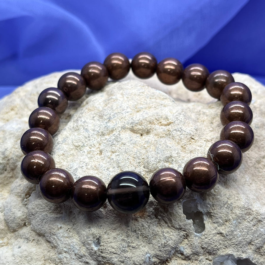 Bracelet Copper with One Crystal Smokey Quartz | Carpe Diem With Remi