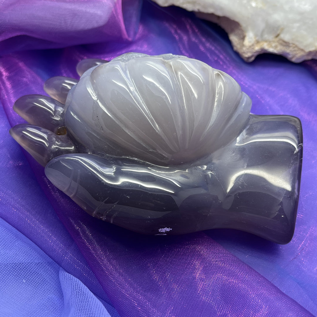 Buddha Hand Agate Geode Carving