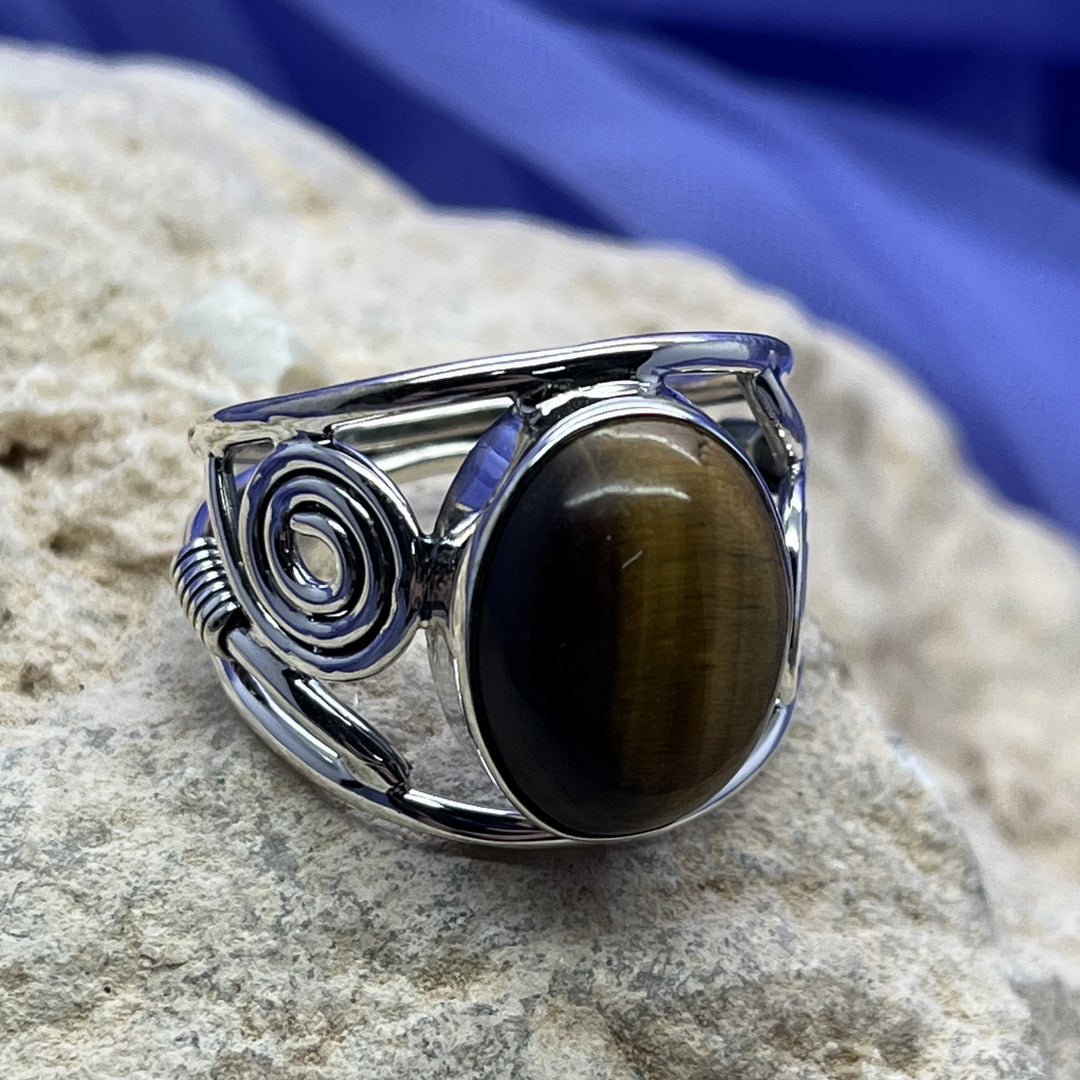 Ring Tiger Eye Oval Swirl 1.6 cm | Carpe Diem With Remi