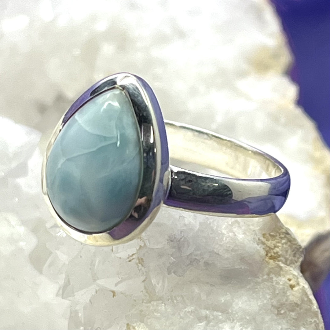 Ring Larimar Teardrop 1.6 cm Size 10.5