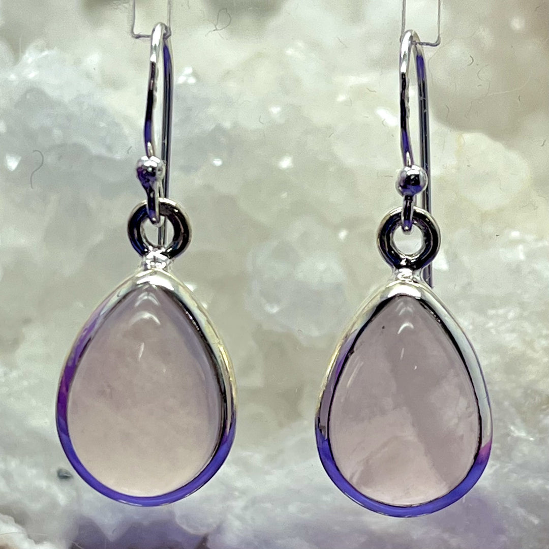 Earrings Rose Quartz Teardrop 3.1 cm