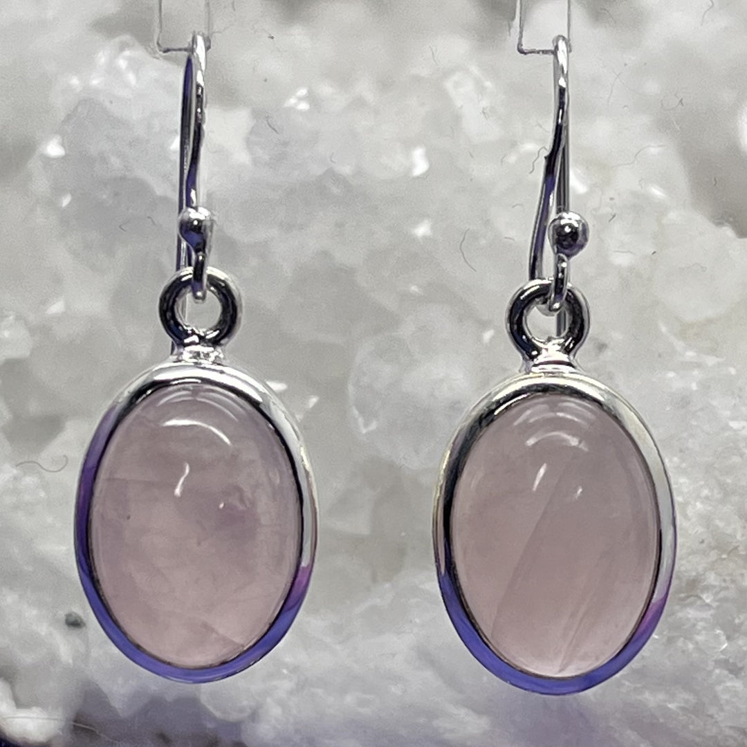 Earrings Rose Quartz Oval 3.2 cm