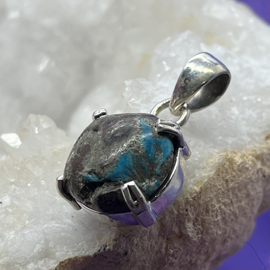 Pendant Cavansite Round with Claw 2.8 cm