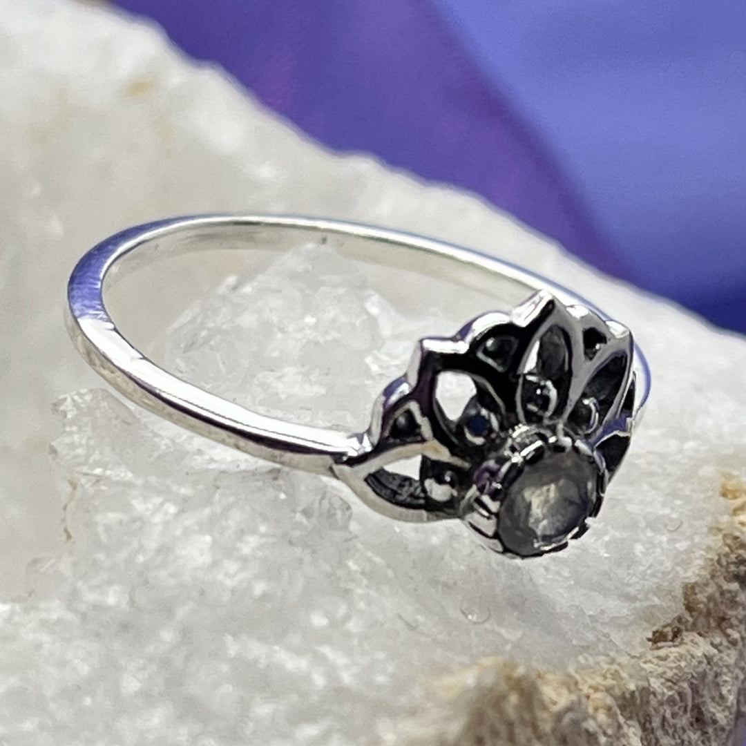 Ring Rainbow Moonstone Round Lotus 0.4 cm