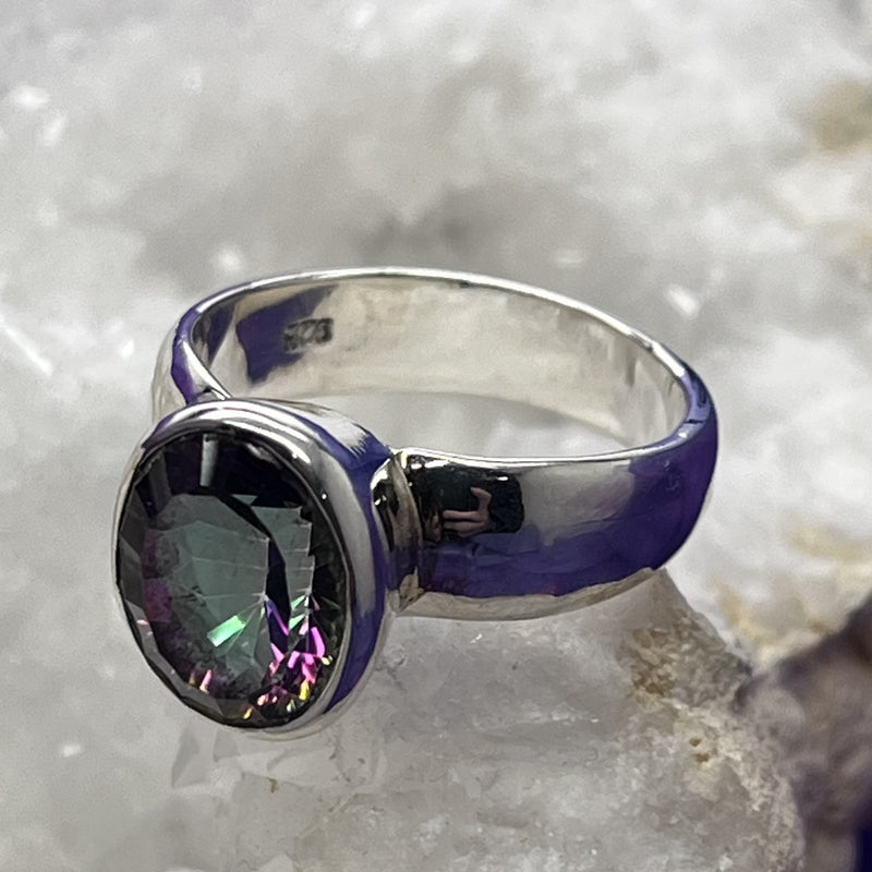 Ring Mystic Topaz Oval Facet 1.3 cm