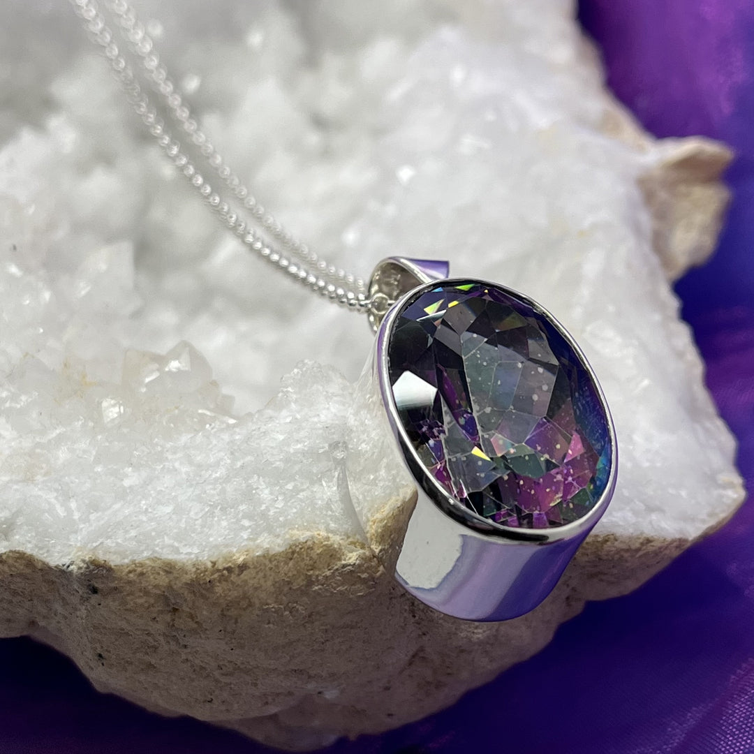 Pendant Mystic Topaz with Chain 4 x 2 cm