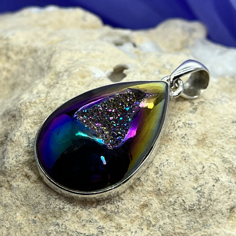 Pendant Titanium Druzy Teardrop 4.1 cm