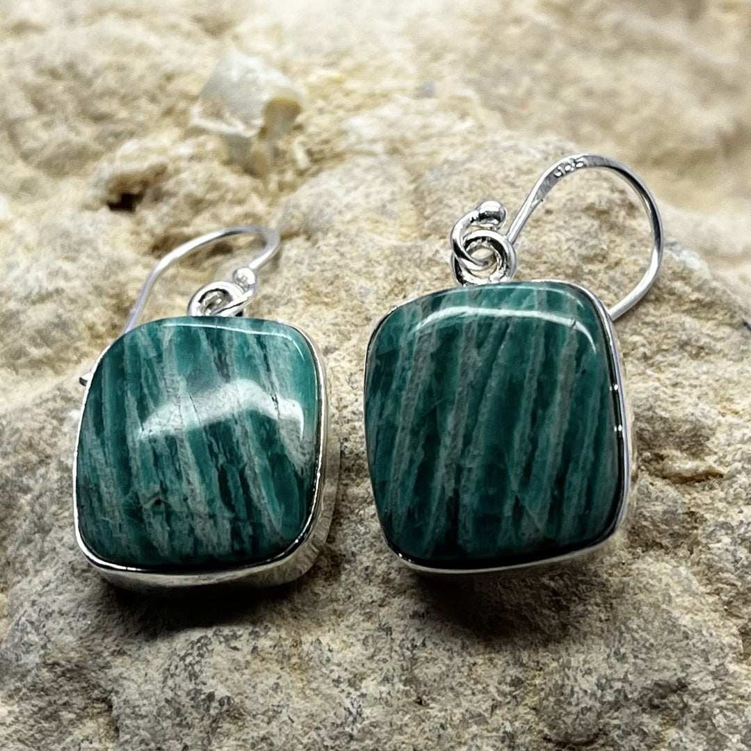 Earrings Amazonite Square Drop 3.4 cm