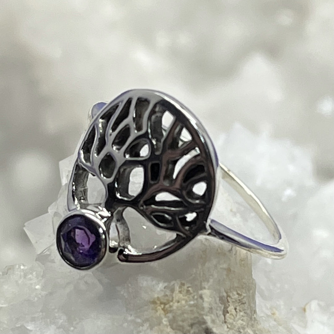 Ring Amethyst Tree of Life Round