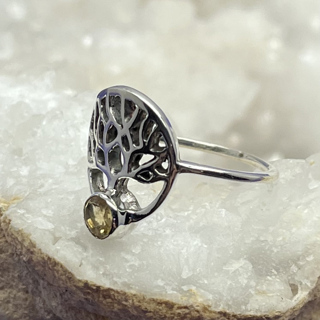 Ring Citrine Tree of Life Round