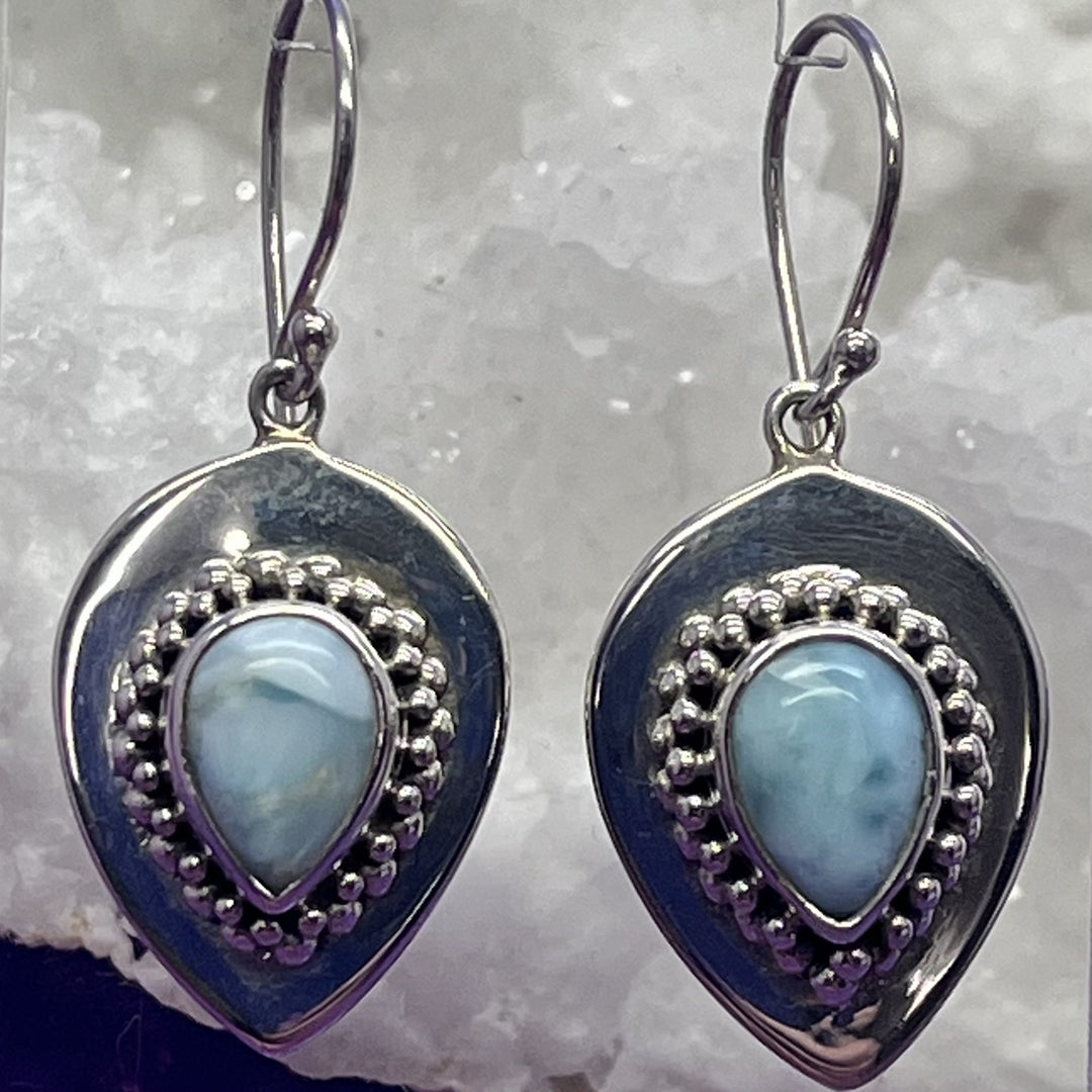 Earrings Larimar Teardrop Filigree