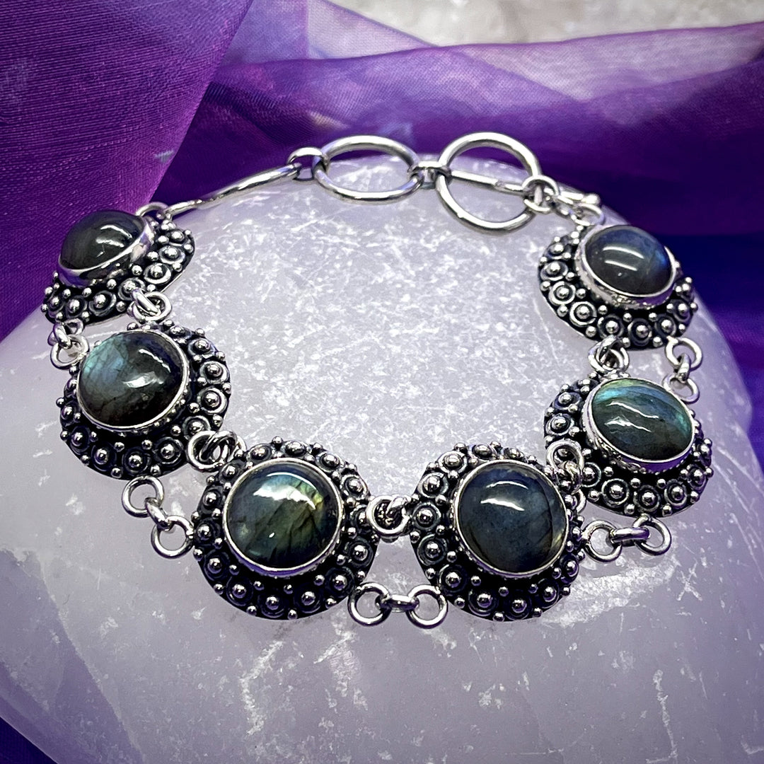 Bracelet Labradorite Round Stones