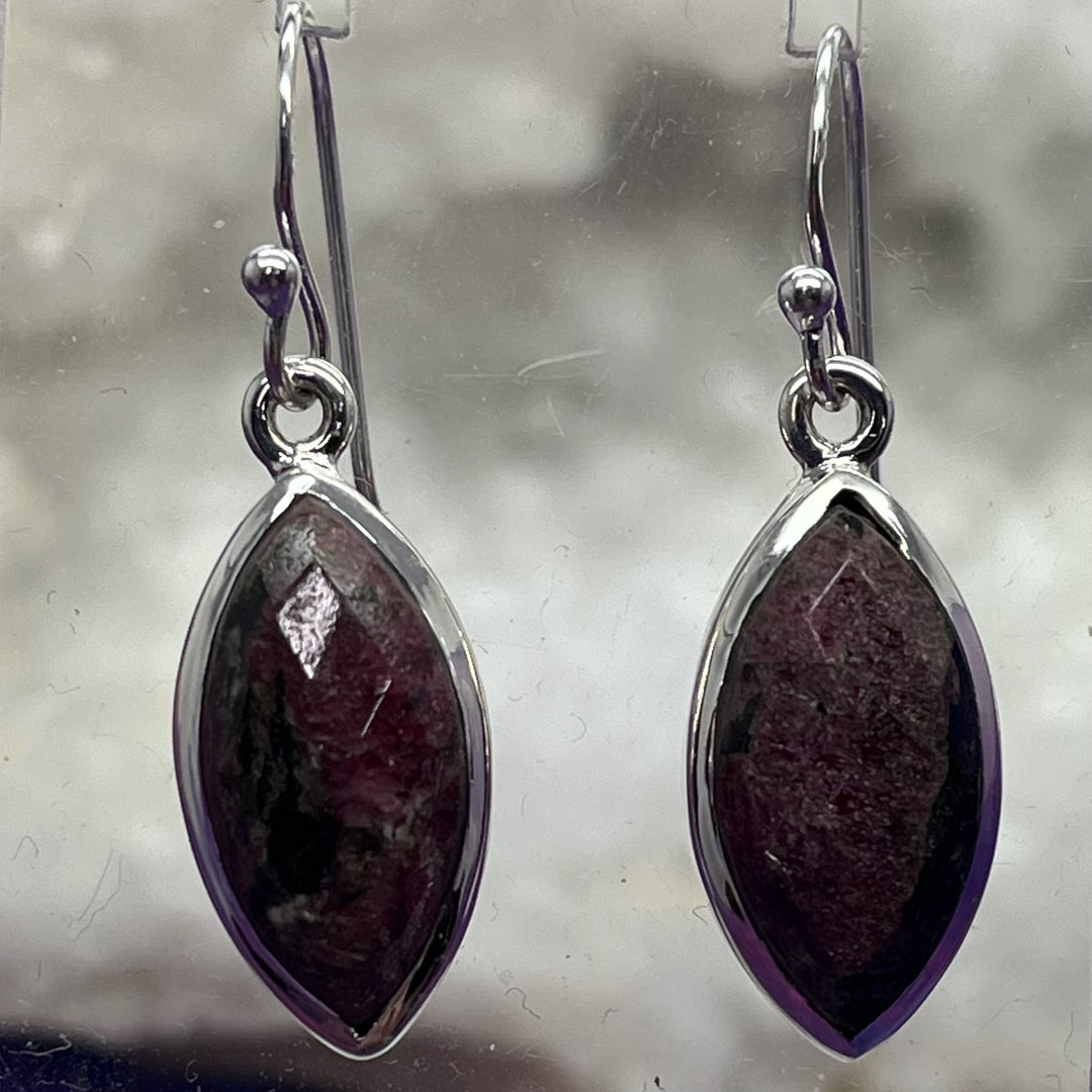 Earrings Eudialyte Faceted 3.4 cm