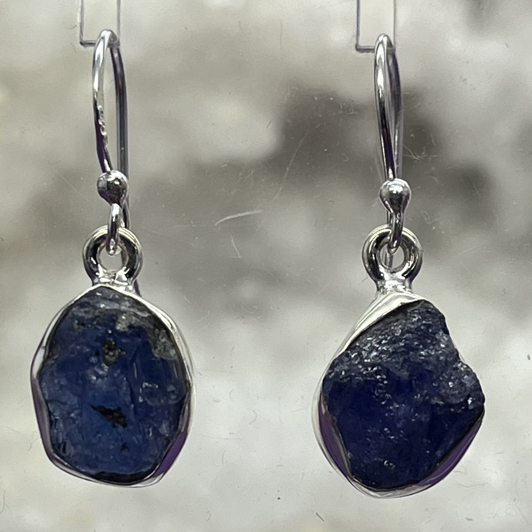 Earrings Tanzanite Teardrop Raw 2.7 cm