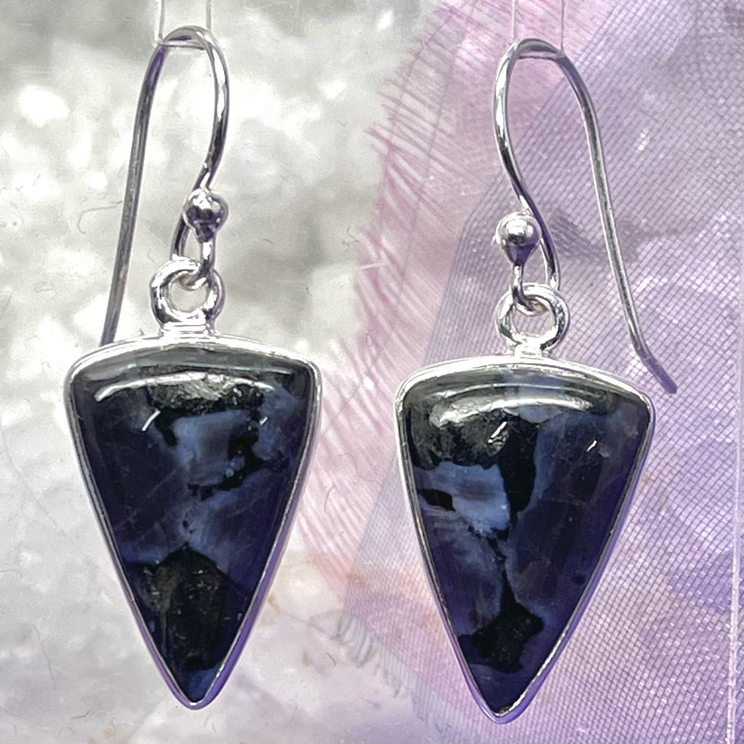 Earrings Merlinite Triangular Drop 3.4 cm