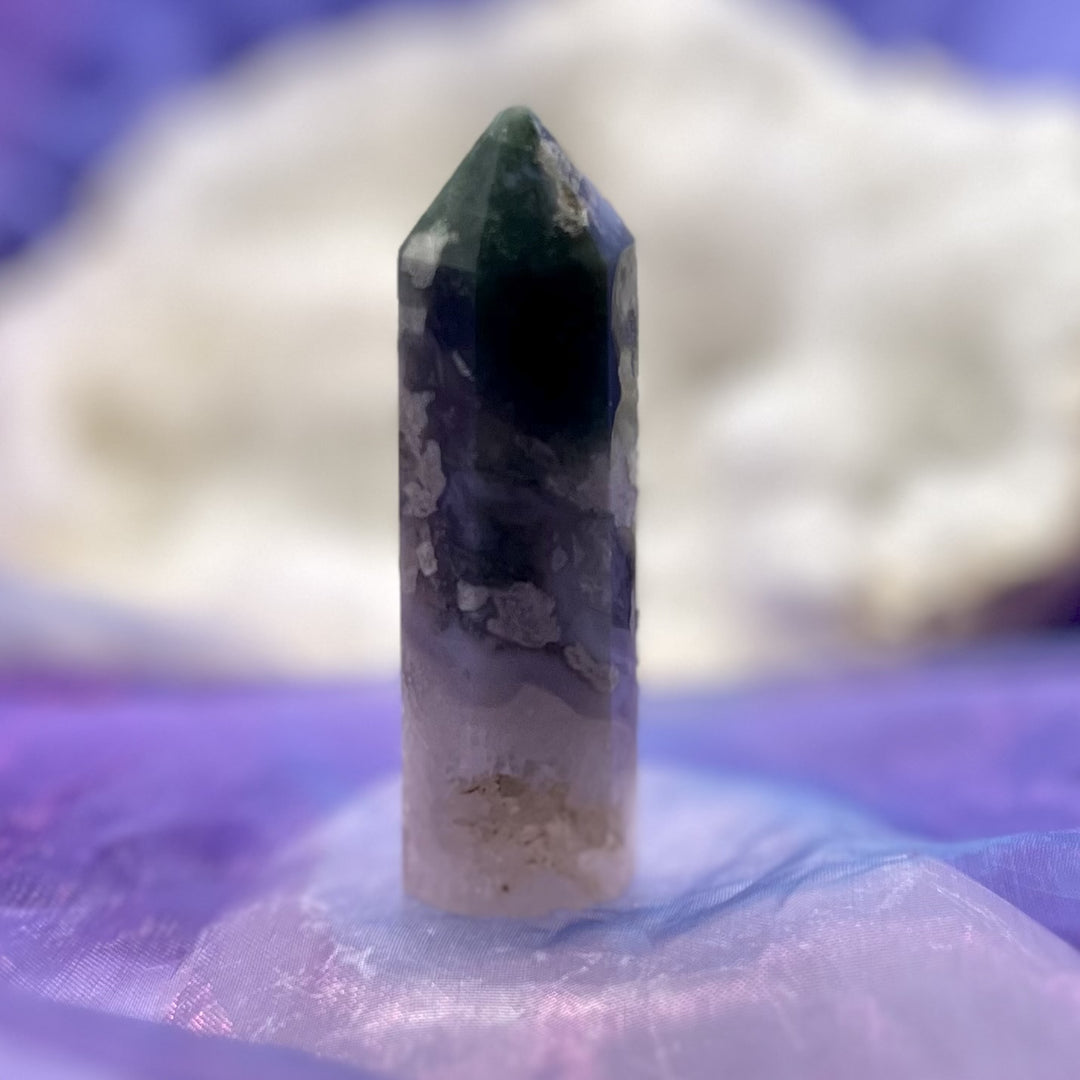 Generator Moss Agate Druzy Point 7.2 cm | Carpe Diem With Remi