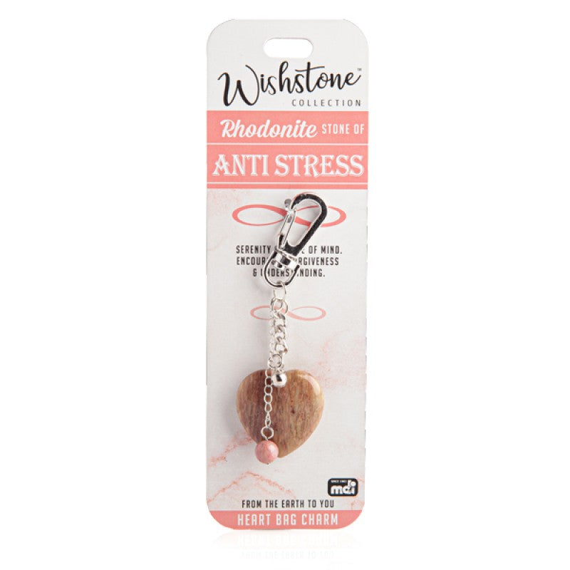 Heart Bag Charm Healing Crystals Rhodonite - Anti Stress | Carpe Diem With Remi