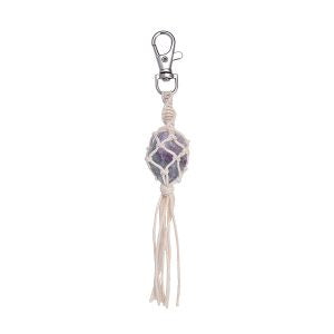 Keyring Fluorite Macrame Rough