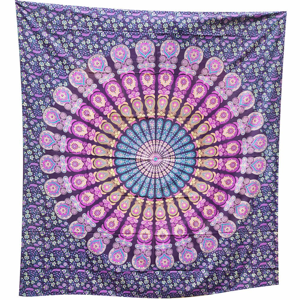 Tapestry Peacock Mandala Purple Yellow