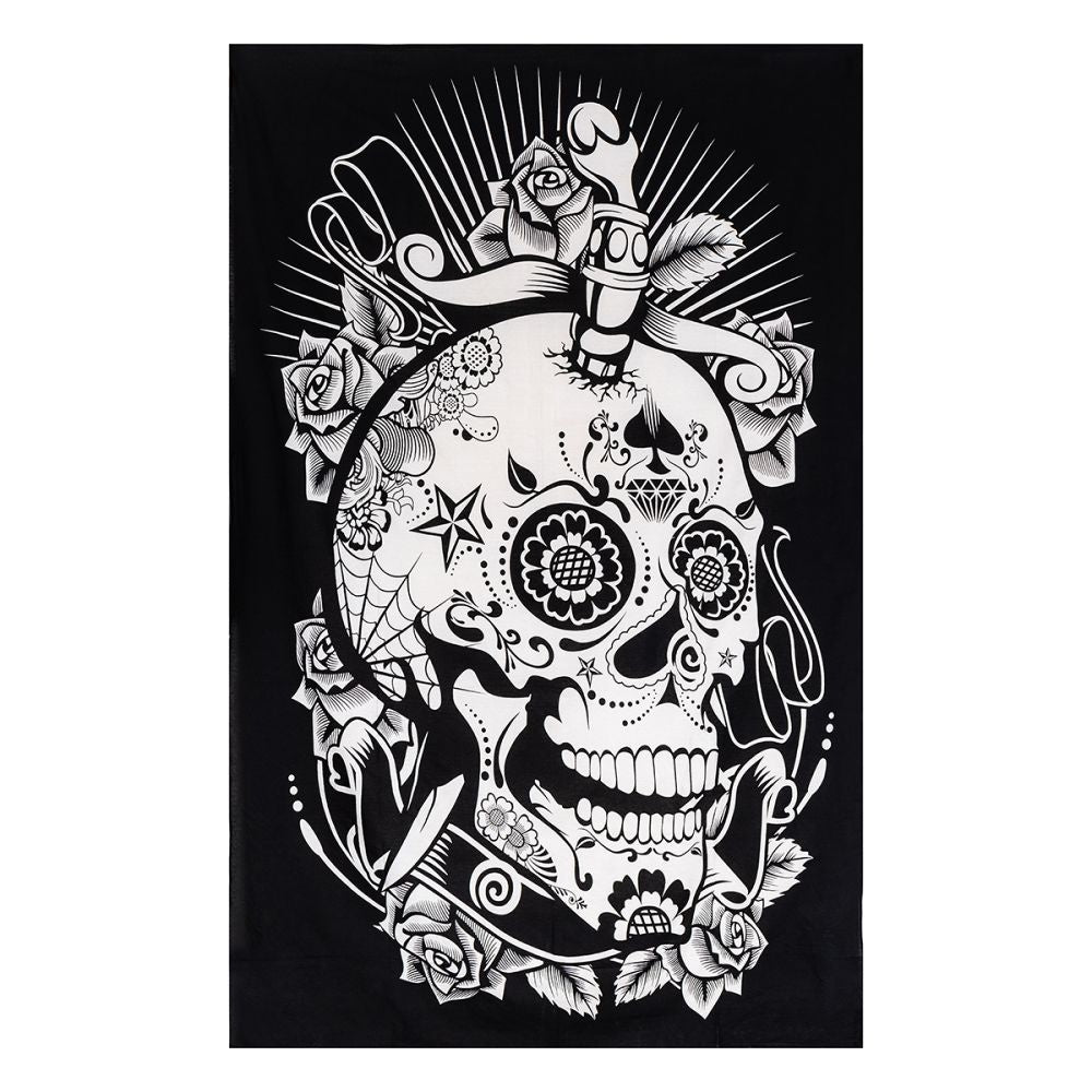 Tapestry Skull Dagged Black and White