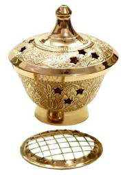 Charcoal Burner Brass Deluxe Engraved 6 cm