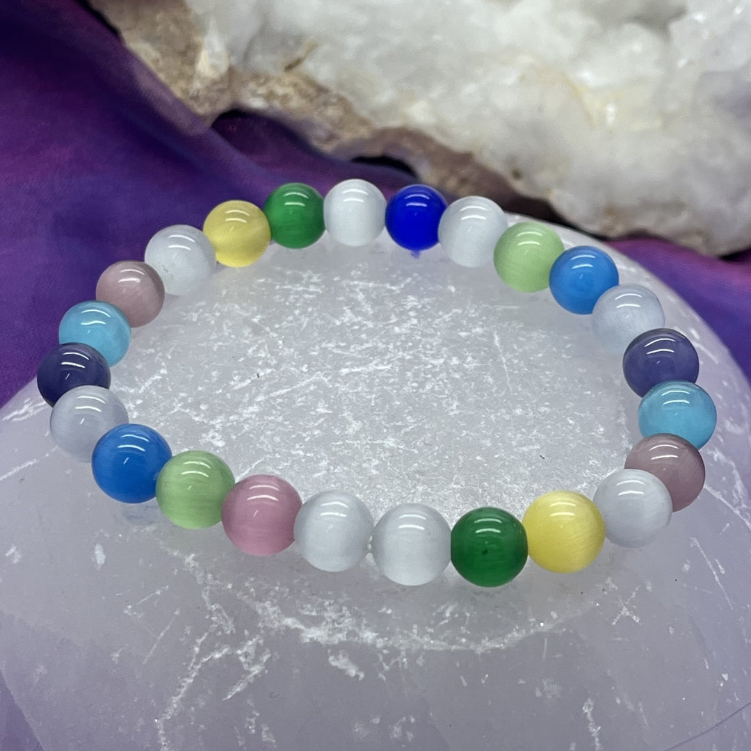 Bracelet Cats Eye Colourful 8mm Beads